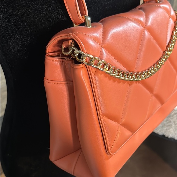 Orange Quilted Chain Shoulder Bag - Picture 5 of 12